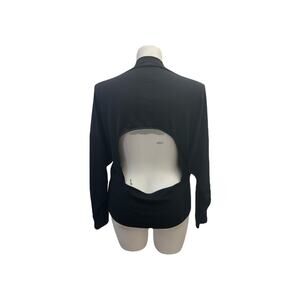 Express Open Back Top Black Long Sleeve Boxy Cutout Back Drop Sleeve Top NEW XL